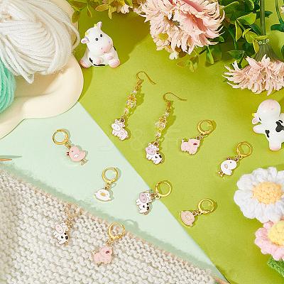Animal Alloy Enamel Pendant Stitch Markers HJEW-AB00463-1
