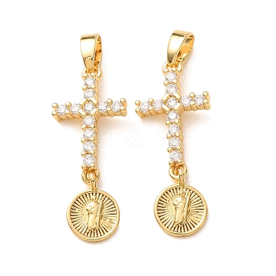 Religion Brass Pave Clear Cubic Zirconia Pendants CU-CBA40F6-01G-1