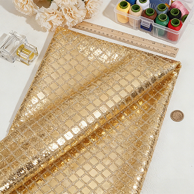 Polyester with Square Paillette Fabric AJEW-WH20070-286B-1