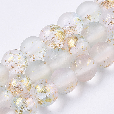 Frosted Spray Painted Glass Beads Strands X-GLAA-N035-03B-C07-1