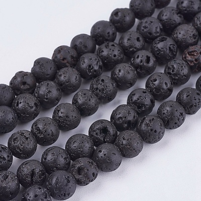 Natural Lava Rock Stone Bead Strands X-G-R193-18-6mm-1