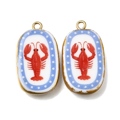 Fruit & Floral & Animals Printed Handmade Porcelain Pendants STAS-Z207-01G-05-1