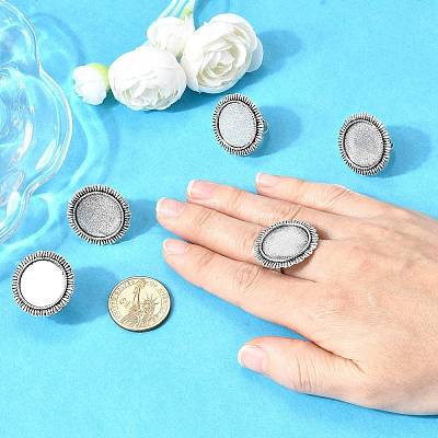 Vintage Adjustable Iron Finger Ring Components Alloy Cabochon Bezel Settings LS-X-PALLOY-Q300-14AS-NR-1
