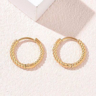 Twist Textured 304 Stainless Steel Huggie Hoop Earrings SA-CBA46AF-27G-02-1