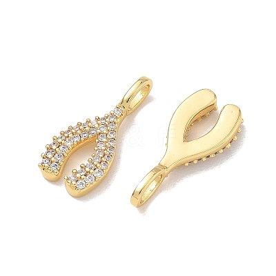 Brass Micro Pave Clear Cubic Zirconia Pendants KK-D289-03G-1