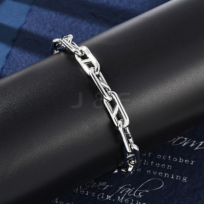 304 Stainless Steel Oval Link  Chain Bracelets for Women Men BJEW-F488-49B-P-1