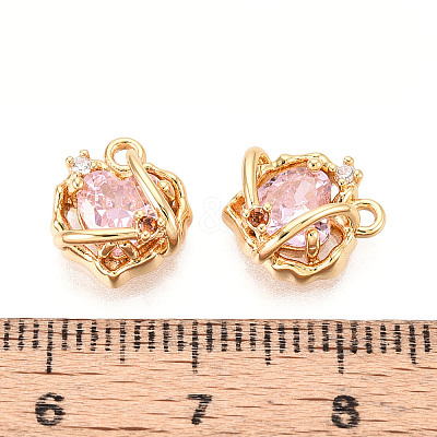 Brass Pave Cubic Zirconia Pendants KK-T074-106G-1