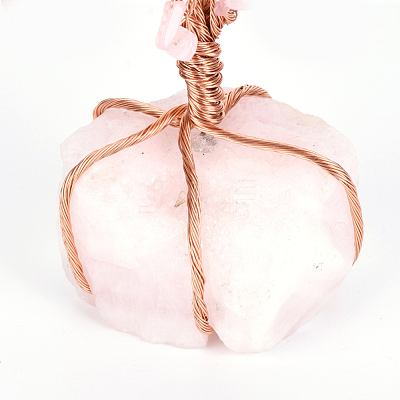 Natural Rose Quartz Chips and Rose Quartz Pedestal Display Decorations G-S282-07-1