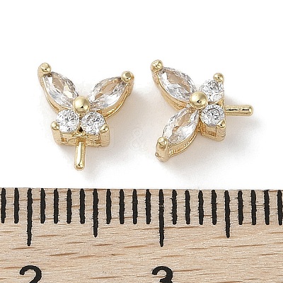 Brass Micro Pave Clear Cubic Zirconia Pendants Bail KK-G491-07G-1