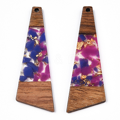Transparent Resin & Walnut Wood Big Pendants RESI-TAC0017-71-A05-1