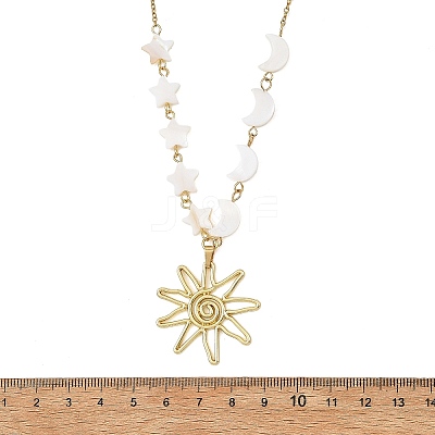 Alloy Sun Pendant 304 Stainless Steel Cable Chain Necklaces for Women NJEW-JN06696-1
