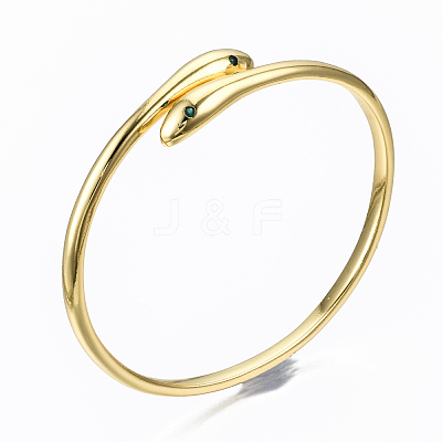 Brass Micro Pave Cubic Zirconia Cuff Bangles BJEW-T018-07G-NF-1