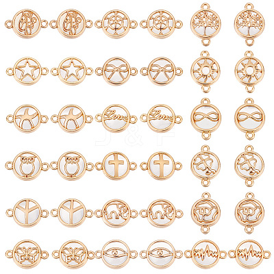 36pcs 18 styles Glass Connector Charms GLAA-PH0002-85-1