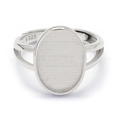 Adjustable Rhodium Plated 925 Sterling Silver Finger Ring Components STER-E061-12P-1