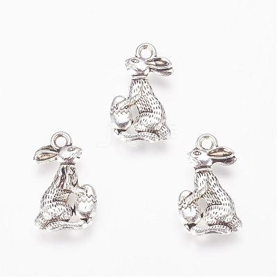 Tibetan Style Alloy Bunny Pendants TIBEP-E150-06AS-1