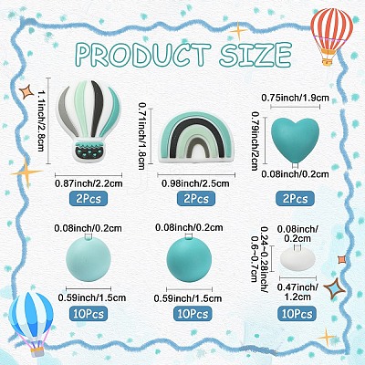 26Pcs Food Grade Eco-Friendly Silicone Beads SIL-YW0002-42A-1