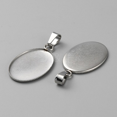304 Stainless Steel Pendant Cabochon Settings STAS-WH0037-05B-P-1