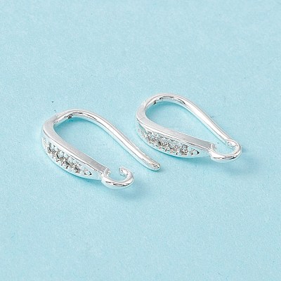 Brass Micro Pave Clear Cubic Zirconia Ear Hooks ZIRC-P100-05S-1
