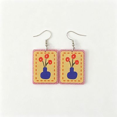 Acrylic Glitter Powder Dangle Earrings for Women WGA022A-06-1