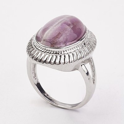 Natural Amethyst Finger Rings X-RJEW-P122-05-1