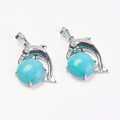 Synthetic Turquoise Pendants G-G713-A13-1