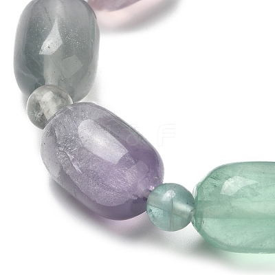 Natural Fluorite Beaded Stretch Bracelets BJEW-K228-02-1