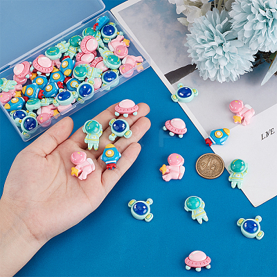 50Pcs 5 Styles Space Theme Opaque Resin Decoden Cabochons RESI-PH0002-20-1
