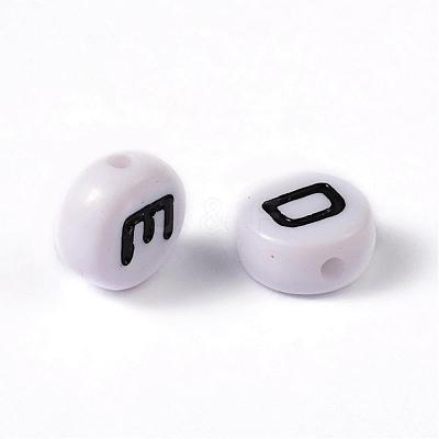 Mixed Letters White Acrylic Horizontal Hole Letter Beads X-PL37C9070-1