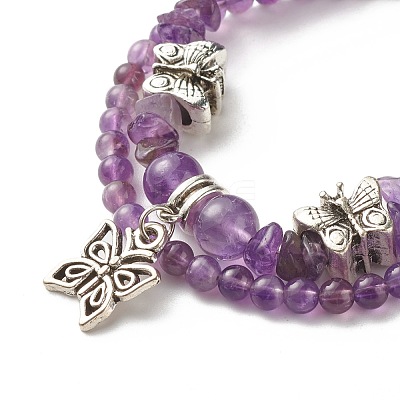 Mixed Stone Chip Beads Reiki Healing Multi-strand Bracelet BJEW-JB07052-M-1