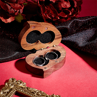 Portable Walnut Wooden Couple Ring Boxes OBOX-WH0015-03-1