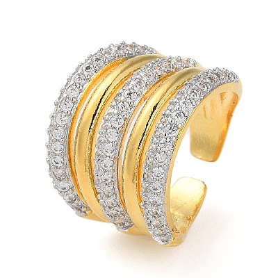 Rack Plating Brass Open Cuff Rings KK-K346-16G-1