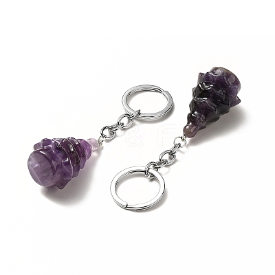 Natural Amethyst Keychain G-G997-D04-1