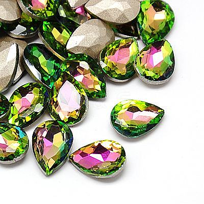 Glass Pointed Back Rhinestone Cabochons RGLA-A008-13x18mm-M-1