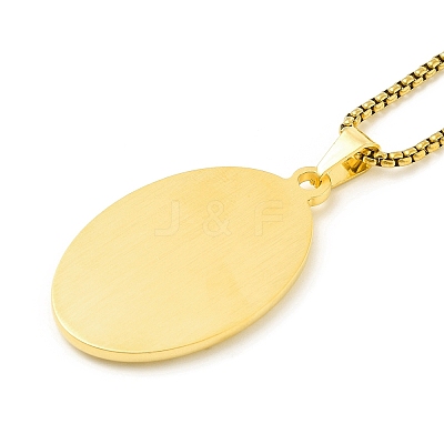 Stainless Steel Virgin Mary Pendant Necklace with Box Chains for Women NJEW-E066-01G-1