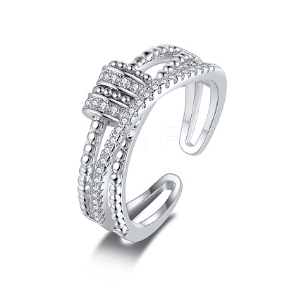 Brass Micro Pave Clear Cubic Zirconia Rotating Cuff Rings FS-WG95F24-01-1