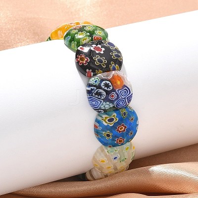 Handmade Millefiori Lampwork Beaded Stretch Bracelets for Men Women BJEW-G738-01A-01-1