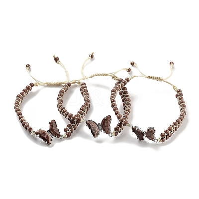 Synthetic Goldstone Braided Round Bead Bracelets BJEW-K251-06K-1