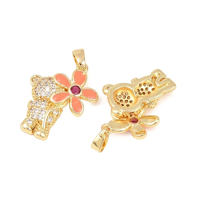 Brass Micro Pave Clear Cubic Zirconia Pendants KK-F931-19G-1