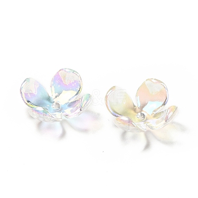 Transparent Acrylic Flower Bead Caps X-MACR-C009-15-1