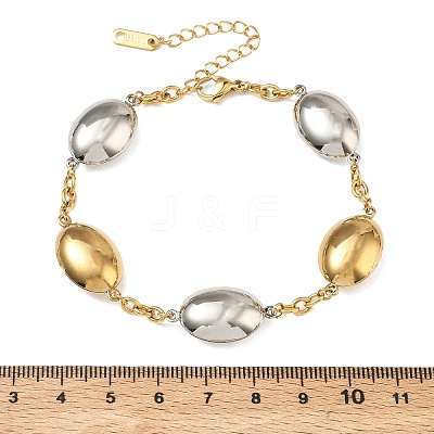 Two Tone Oval 304 Stainless Steel Link Bracelets for Women BJEW-A169-12GP-1