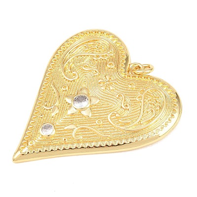 Brass Micro Pave Cubic Zirconia Big Pendants KK-C162-063G-03-1