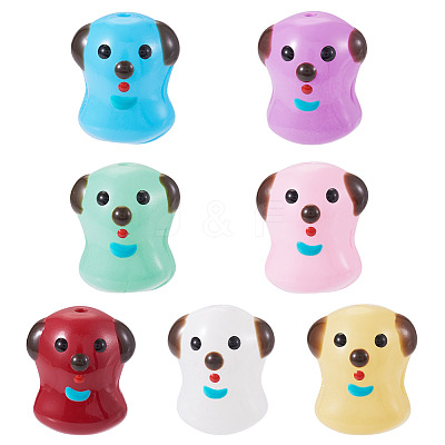 7Pcs 7 Colors Handmade Lampwork Enamel Beads LAMP-TA0001-76-1