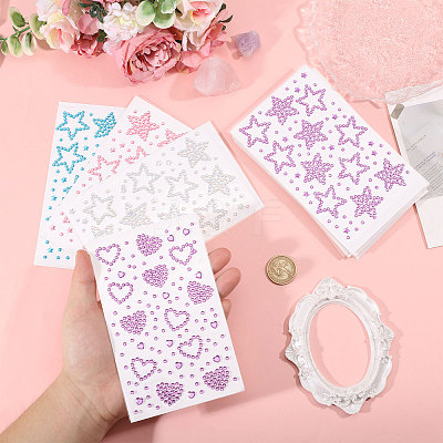 12Sheets 12 Styles Rhinestone Stickers Paper Sheets for Craft DIY-CA0007-52-1