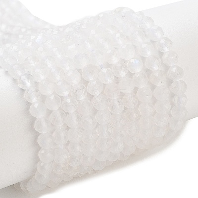 Faceted Round Natural Rainbow Moonstone Bead Strands G-F289-05-1