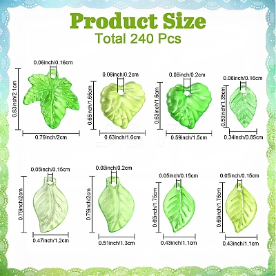 240Pcs 8 Styles Transparent Acrylic Pendants TACR-YW0003-52-1