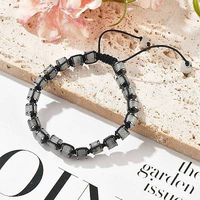 Adjustable Natural Labradorite and Non-magnetic Synthetic Hematite Braided Bead Bracelets BJEW-Z090-01A-1