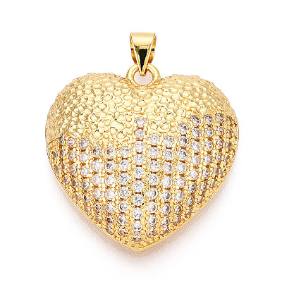 Brass Micro Pave Clear Cubic Zirconia Pendants KK-N268-52G-1