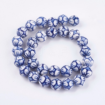 Handmade Blue and White Porcelain Beads PORC-G002-30-1