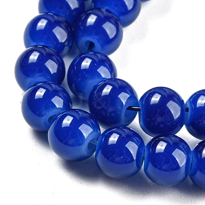 Baking Paint Imitation Jade Glass Round Bead Strands X-DGLA-Q021-6mm-33-1