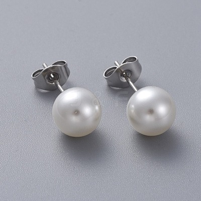 Plastic Imitation Pearl Stud Earrings STAS-D0001-03-P-1